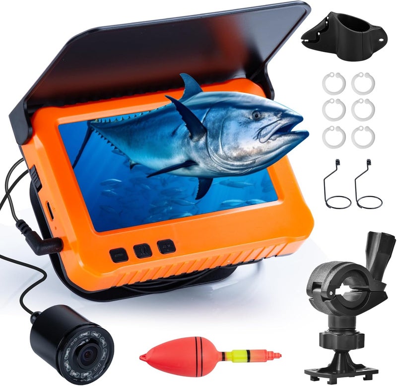 HTPREC Fish Finder Camera Real Time Underwater Fishing Camera 65ft/98ft for Rod,4.3" HD LCD Monitor&IR LED Night Vision Wide Angle Lens Line Camera for Kayak Lake Boat Ice Fishing Portable Fish Finder - Image 1